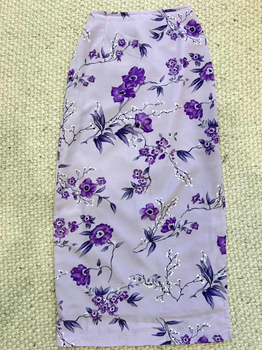 Floral Lavender Pencil Skirt with Slit- Purple Floral Print